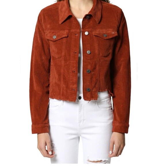 NWT Hidden Jeans Women's Crop Corduroy Jacket Orange Size Small $98 MSRP - Picture 2 of 14